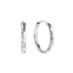 Sterling Silver Facet Hoop Earrings