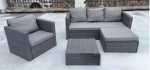 New Wicker Patio 4SEATER And Coffee Table Grey