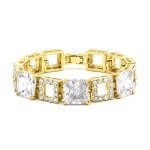 Goldair Gold Tone Stunning Square Link Bracelet With Clear Crystals