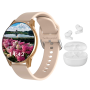 Women Smartwatch & Bluetooth Earphones Luxury Gift Set 1.52 HD Rose Gold