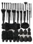 24 Piece Beauty Tool Set With 25 Makeup Brushes - Black