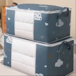 Large Capacity Storage Bag In & Navy - Dustproof Moisture-resistant With Handles Non-woven Canvas Organizer
