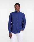 Harmont & Blain Mens Regular Fit Pure Linen Shirt In Blue - Blue XL