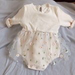 Infant Children Spring And Autumn Long-sleeved Mesh Embroidered Pne-piece Romper