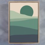 Colour Field Landscape Cool 1 Art Print - A2 Framed Canvas With Natural Wood Frame