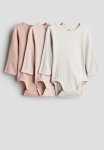 3-PACK Ribbed Bodysuits - Pink