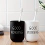 1PC Household Hand Cup Cleaning Mouthwash Cup Toothbrush Cup Couple Set Wash Cup Japanese Good Morning Design Brushing Cup Bathroom Supplies Home Essential