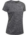 Women's Ua Tech Twist T-Shirt - Black Metallic Silver LG