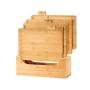 - 4PCS Engraved Food Icon Bamboo Cutting Boards With Storage Holder