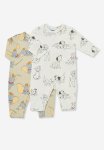 Cotton On 2 Pack Long Sleeve Snap Romper Lcn- Lcn Dis Flying DUMBO 101 Dalmations