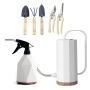 7 Piece Gardening Tools Set Watering Can Pruning Scissors Wooden Shovels