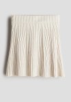 Rib-knit A-line Skirt - Beige