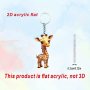 1PC Cute Cartoon Giraffe Keychain 2D Acrylic Animal Key Chain Ring Bag Backpack Charm Car Key Pendant Decoration Friends Gift