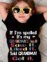 If I'm Spoiled It's My Grandma's Fault... Print Tee Girls Comfy & Trendy T-Shirt For Spring & Summer Girls Clothes For Outdoors