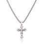 Multilayer Cross Necklace With Diamond Pendant Stainless Steel Chain