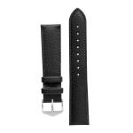 Kansas Buffalo Embossed Calf Leather In Black With Black Stitch - 18MM Silver