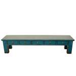 Arka Blue Distressed 5 Drawer Low Media Console