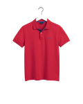 Mens Contrast Collar Pique Polo Shirt In Red - Red 3XL