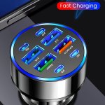 Car Phone Charger QC3.0 Fast Charging One Drag Eight Multi-functional Car Conversion Plug Pd+usb Car Charger Flash Charging With