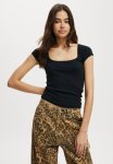 Cotton On Lou Square Neck Short Sleeve-black