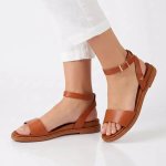 Ellie 1 Flat Ankle Tie Sandal - Tan - 8