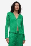 Pleated Satin Blouse - Green