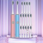 2PCS Electric Toothbrush For Couples Adults High-value Universal Fully Automatic Intelligent Sonic Prebiotic Soft Bristles Long-