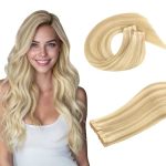 Doores Hair Extensions Human Hair Drity Blonde Highlight Golden Blonde 40PCS 100G 18 Inch Human Hair Extensions Tape In Straight