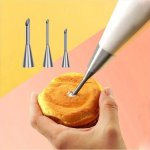 Stainless Steel Cream Puff Nozzles 1 3PCS - Durable & Versatile Pastry Decorating Tips For Cakes Cookies And More - Perfect For