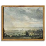 Insimsea Framed Canvas Wall Art Vintage Decor - Classical Scenery Vast Grassland Painting - Living Room Bedroom Bathroom Wall De