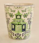 Green & White Chinese Pagoda Design Planter – 15X14CM