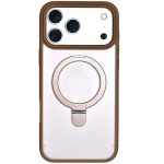 Matte Transparent Ring Stand Phone Case - Compatible With Iphone - Brown
