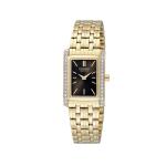 Ladies Gold Rectangular Blk Dial Swarovski Watch