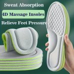 1 Pair Unisex 5D Diamond Shaped Protrusion Massage Insoles Nano Anti-bacterial Odor Removal Rapid Sweat Absorbent Sport Insoles