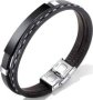 Killer Deals Pu Vegan Leather & Stainless - Steel Style Bracelet - Black