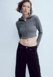 Cropped Zip-through Hoodie - Dark Grey