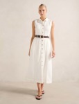 Annalee Sleeveless Shirt Dress - 16 Porcelain