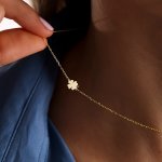 Delicate Lucky Clover Cross Necklace Golden Iron Neck Jewelry Elegant Simple Style Thin Clavicle Chain For Women Valentine's Day