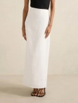 Maggie Petite Linen Column Maxi Skirt - 16 Porcelain