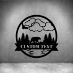 Bear At Lake With Custom Text - 300MM Matt Silver