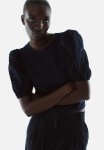 Puff-sleeved Top - Navy Blue