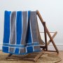 Laguna Stripe Velour Beach Towel - Turquoise & Ash Grey