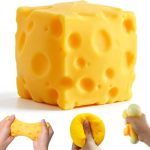 Cheese Squishy Soft Squishy Cheese Block Squeeze Fidget Toy MINI Stress Relief Sensory Toy - Fidget Novelty Toy And Gift For Kid