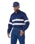 100% Cotton Hi-visibility Ventilated Long Sleeve Shirts – Navy Blue
