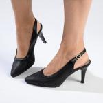 Phoebe Crackle Court Heel - Black - 8