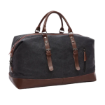 Oversized Leather Canvas Duffel Shoulder Overnight Bag - Various Colors Available - Black