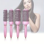 1PC Pink Round Curling Brush - Heat-resistant Aluminum & Ceramic Roller For Smooth Styling Ideal For All Hair Types Essential Fo