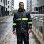 One Size Rain Coat With Reflective Strips