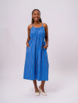 Blue Striped Midi Cami Dress - L Assorted