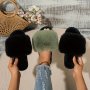 Women's Fluffy Faux Fur Slippers Solid Color All-season Slip-on House Shoes With Rubber Sole Honey Girl Style Indoor/outdoor Comfort Slippers From Taizhou